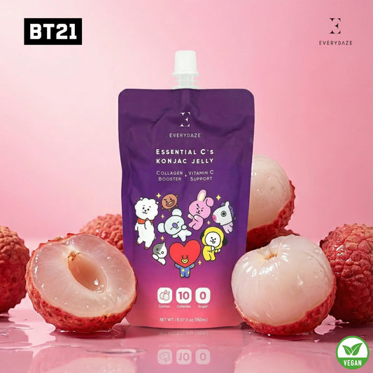 BT21 x Everydaze Essential C's Konjac Jelly with lychee, collagen & vitamin C, vegan, 10 calories