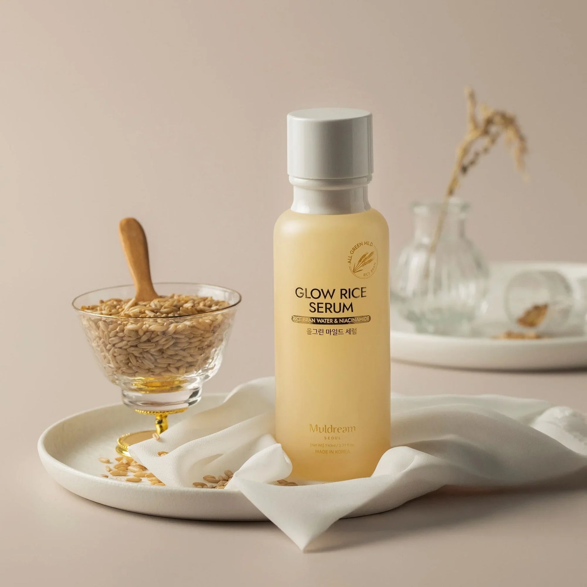 Glow Rice Serum with rice bran water & niacinamide for radiant skin, K-Beauty skincare