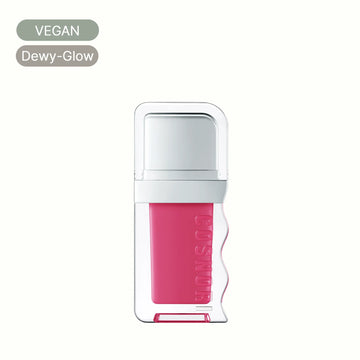Vegan dewy-glow pink Korean lip tint in clear modern packaging