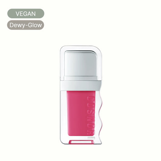 Vegan dewy-glow pink Korean lip tint in clear modern packaging