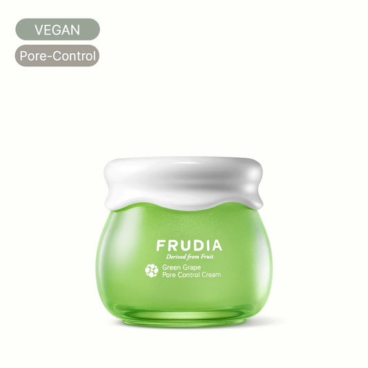 Frudia Green Grape Pore Control Cream vegan Korean skincare jar with matte white lid