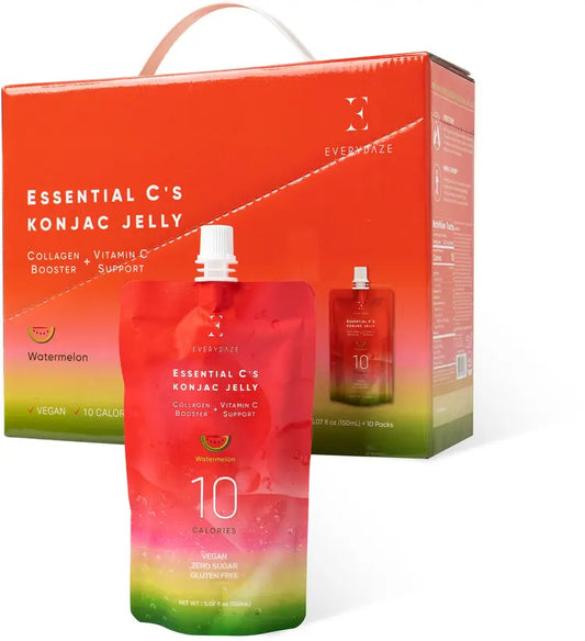 EVERYDAZE Essential C's Konjac Jelly Watermelon Box and Pouch on white background