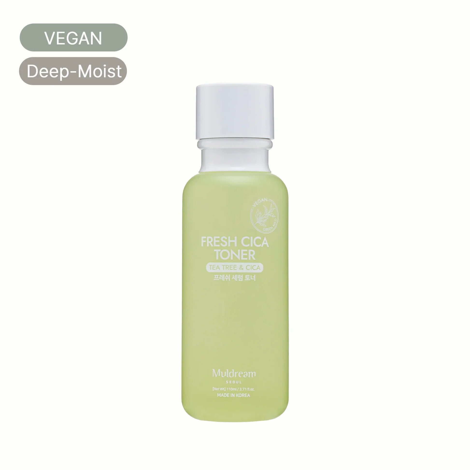 Vegan Fresh Cica Toner bottle with tea tree and cica, deep-moist formula, Korean skincare