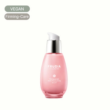 Frudia Pomegranate Nutri-Moisturizing Serum bottle, vegan firming skincare product