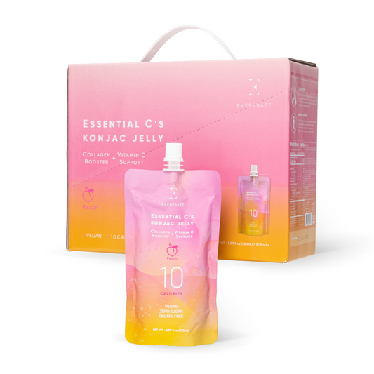 Essential C's Everydaze Konjac Jelly box and pouch on white background