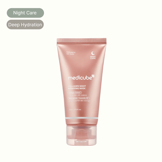 Medicube COLLAGEN NIGHT WRAPPING MASK 75ml tube on white background